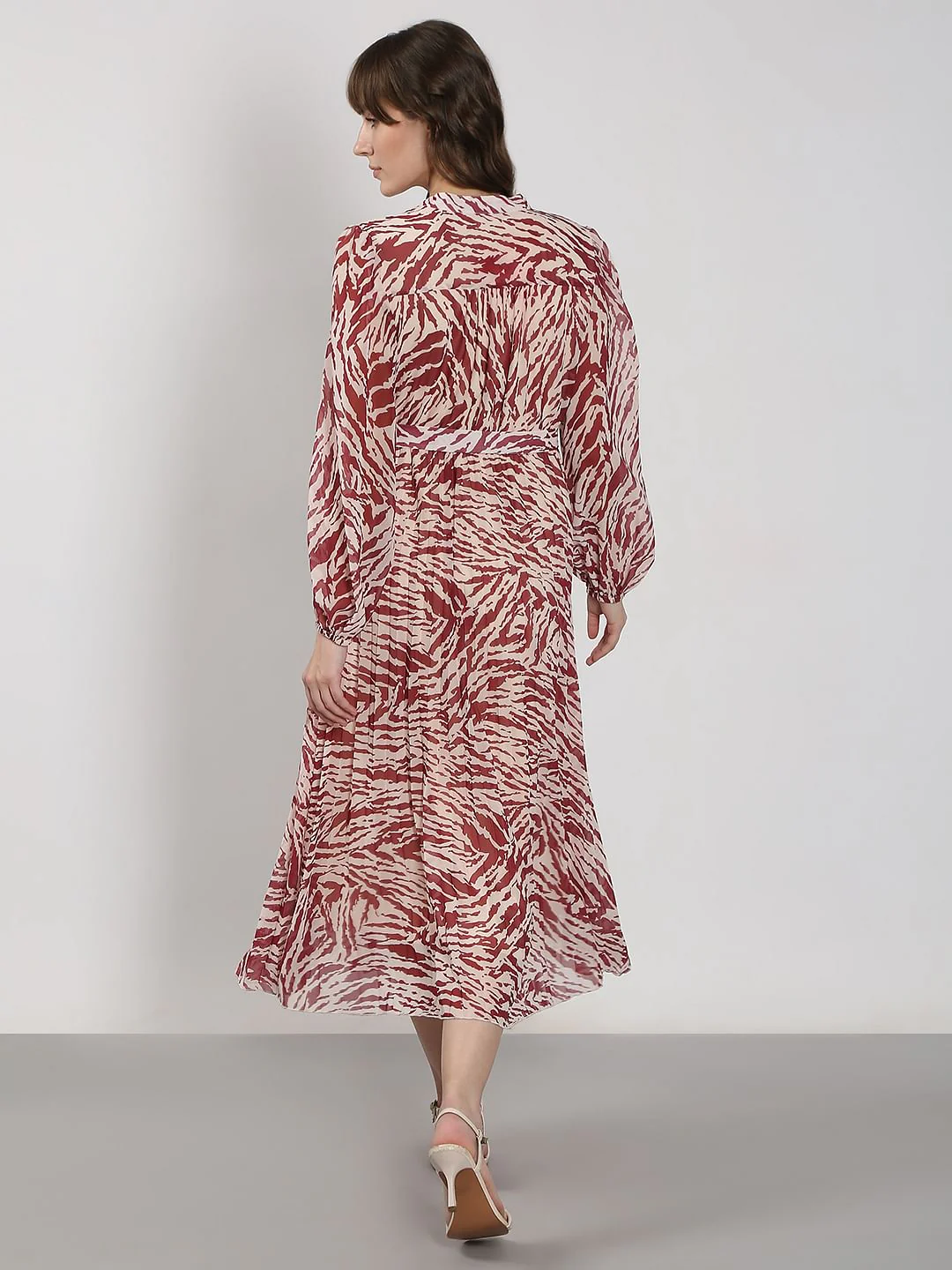 White Animal Print Midi Dress - Image 4