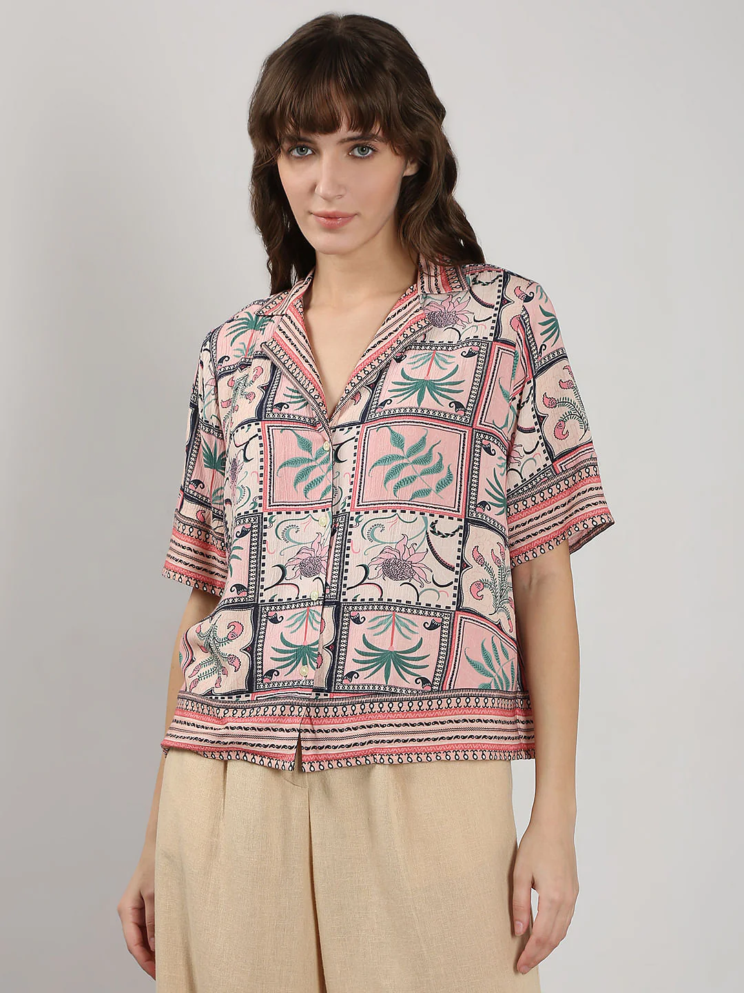 Pink Printed Short Sleeves Shirt - Image 2