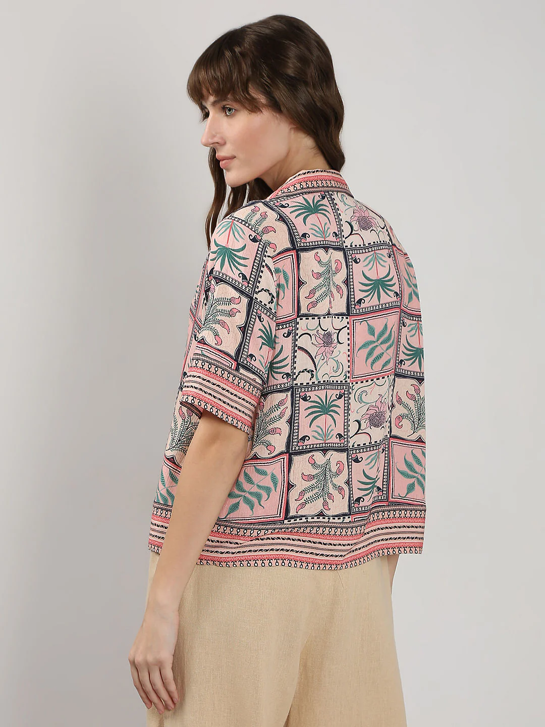 Pink Printed Short Sleeves Shirt - Image 4