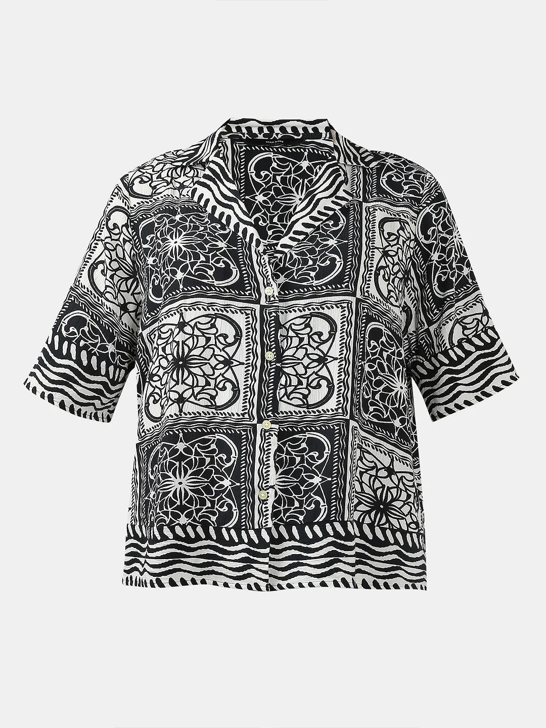 Black & White Printed Short Sleeves Shirt - Image 7