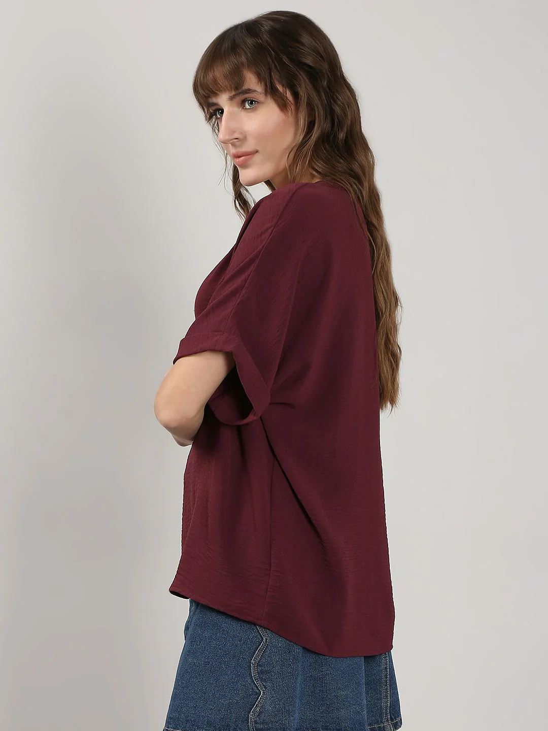 Maroon V-Neck Top - Image 3