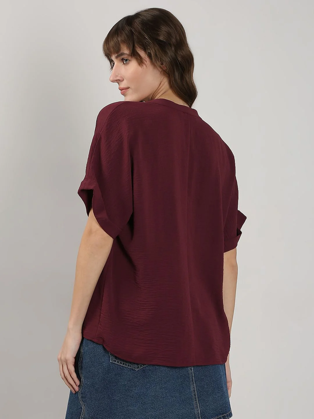Maroon V-Neck Top - Image 4