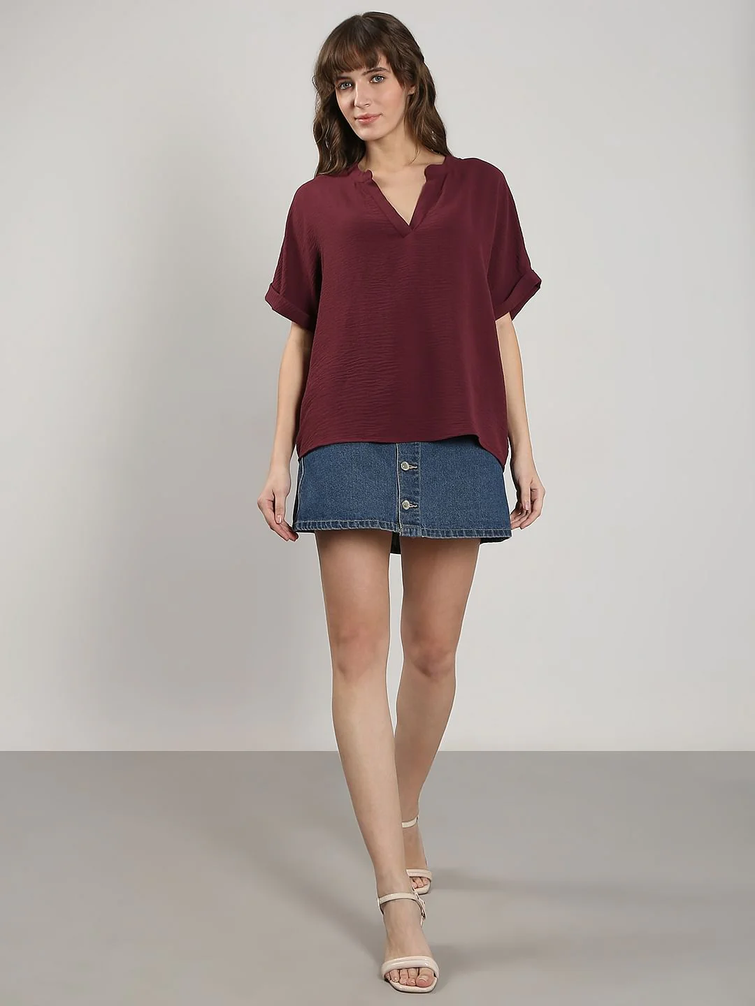 Maroon V-Neck Top - Image 5