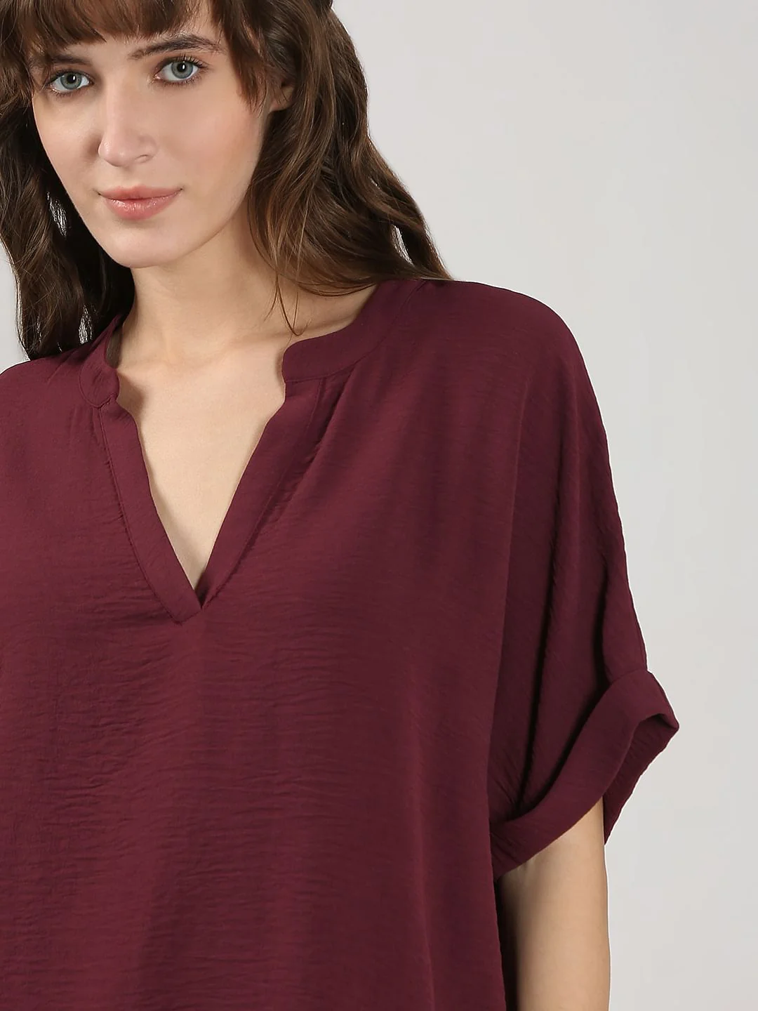 Maroon V-Neck Top - Image 6