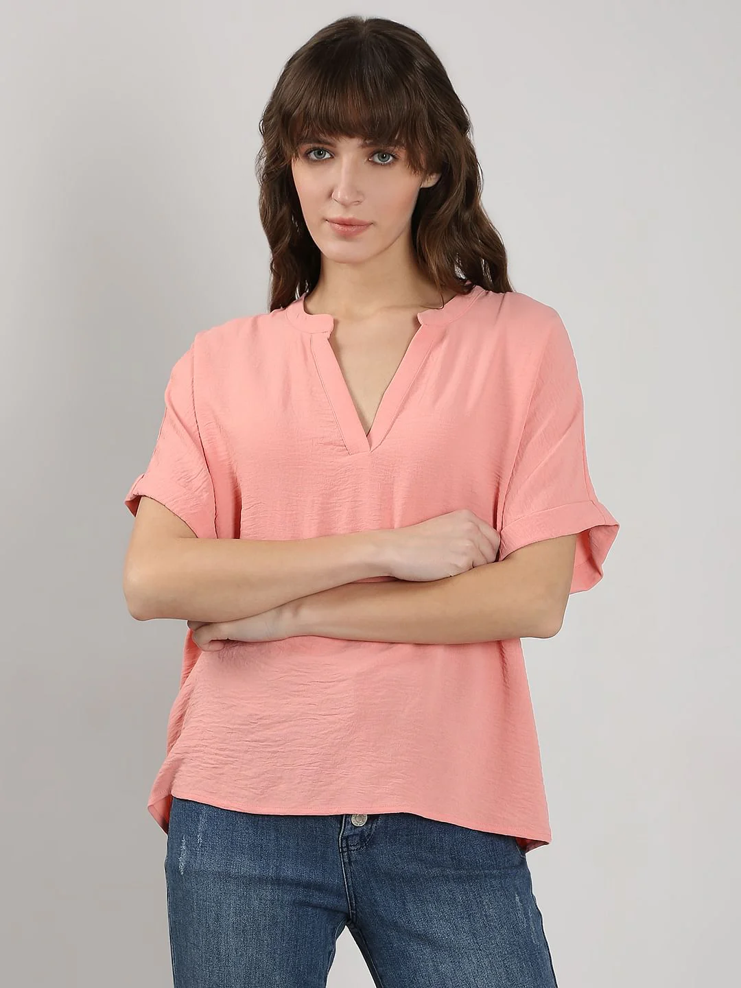 Light Pink V Neck Top - Image 2