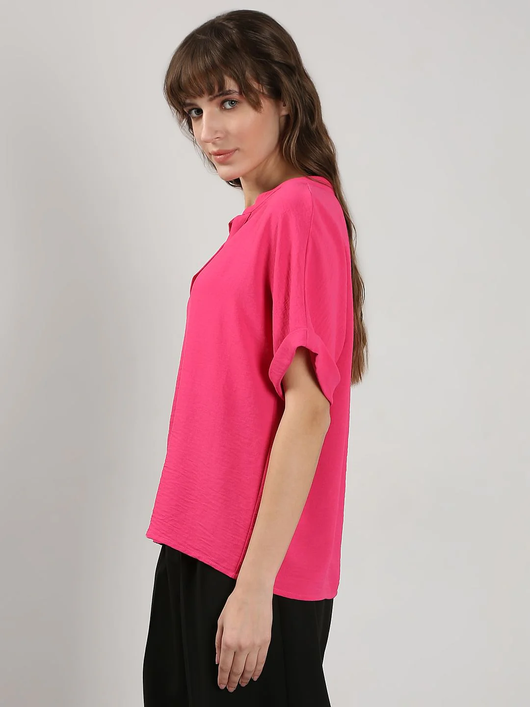 Dark Pink V Neck Top - Image 3