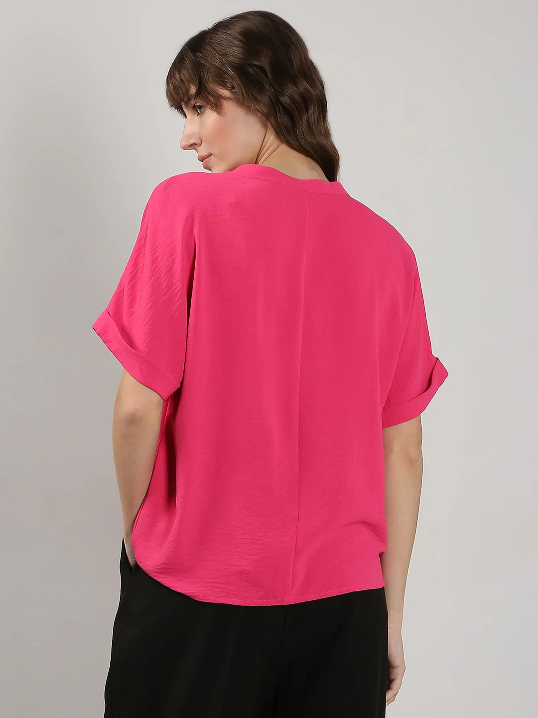 Dark Pink V Neck Top - Image 4