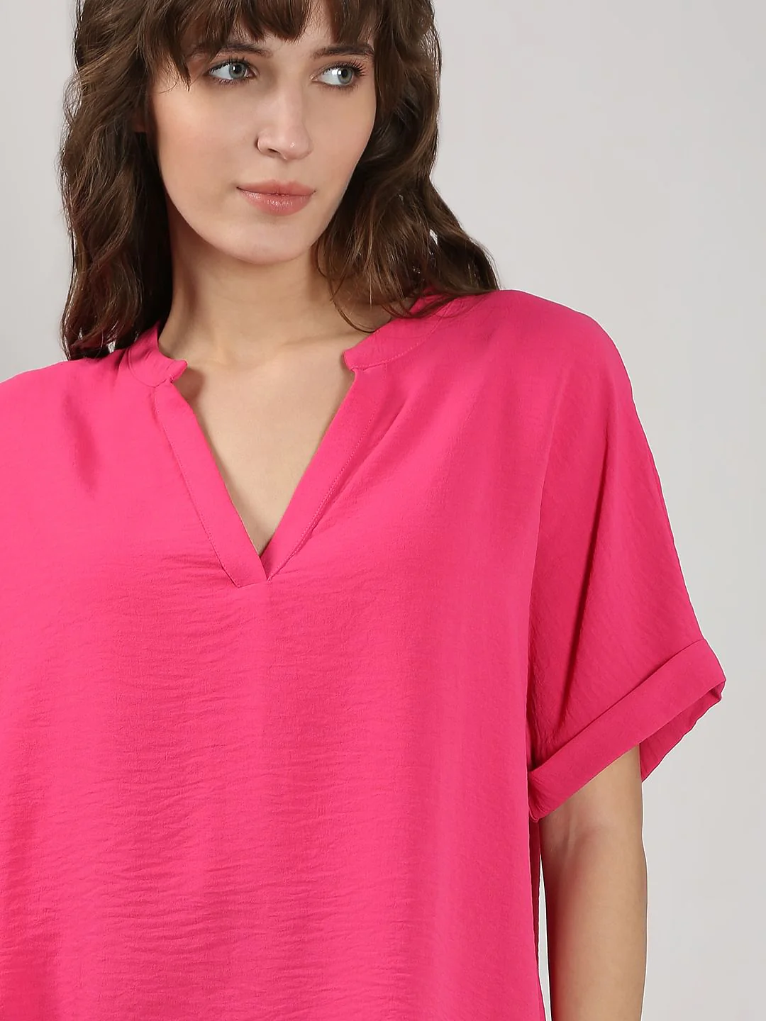 Dark Pink V Neck Top - Image 6