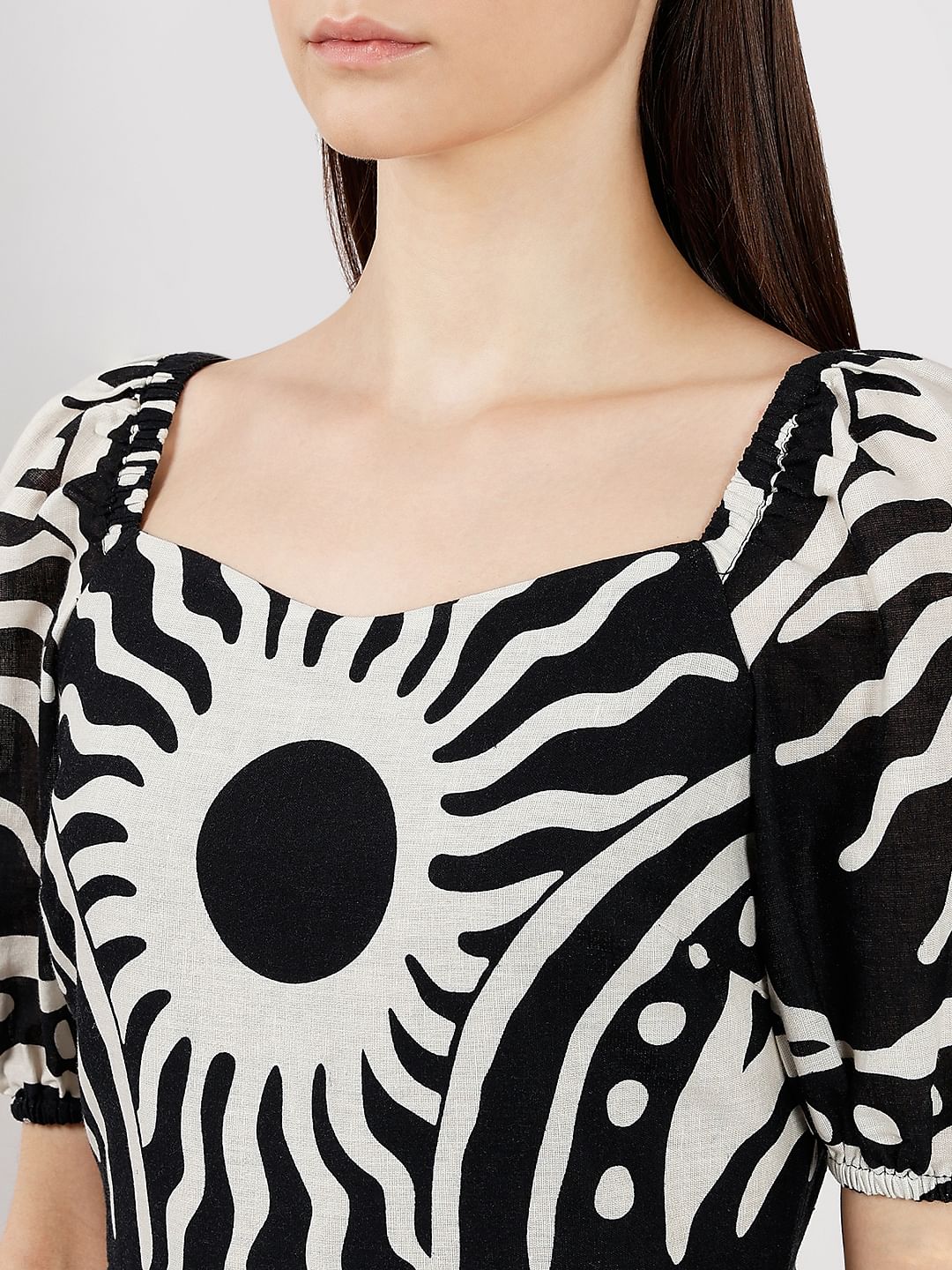 Black & White Printed Midi Dress - Image 6