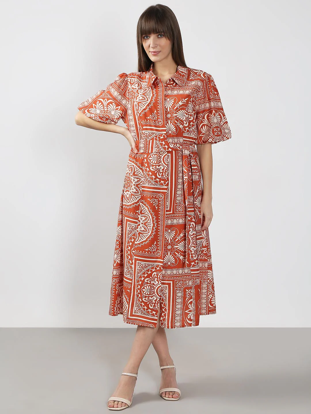 Vero Moda Rust Printed Shirt Dress - Image 2