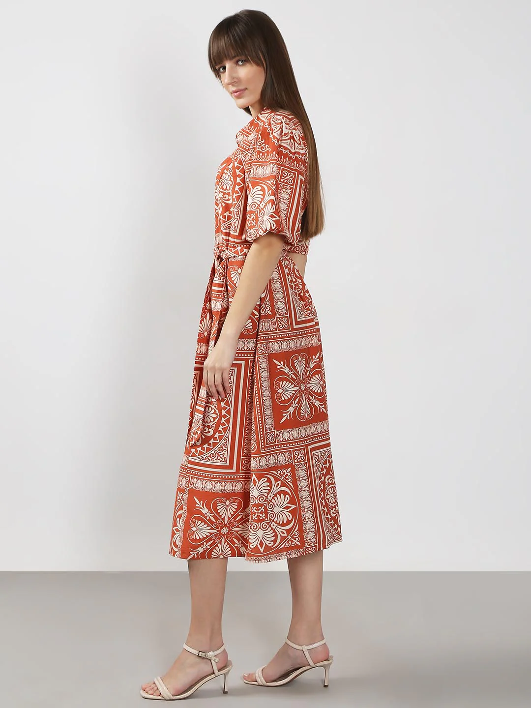 Vero Moda Rust Printed Shirt Dress - Image 3