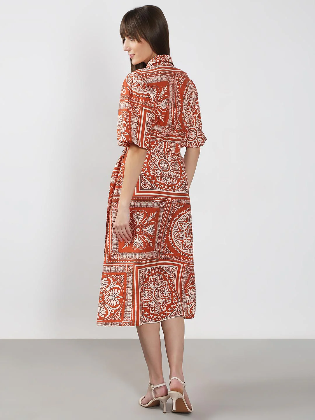 Vero Moda Rust Printed Shirt Dress - Image 4