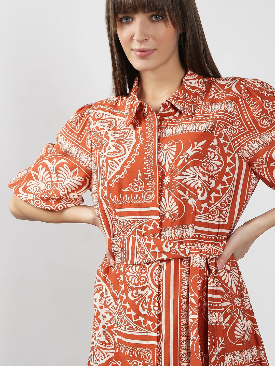 Vero Moda Rust Printed Shirt Dress - Image 5