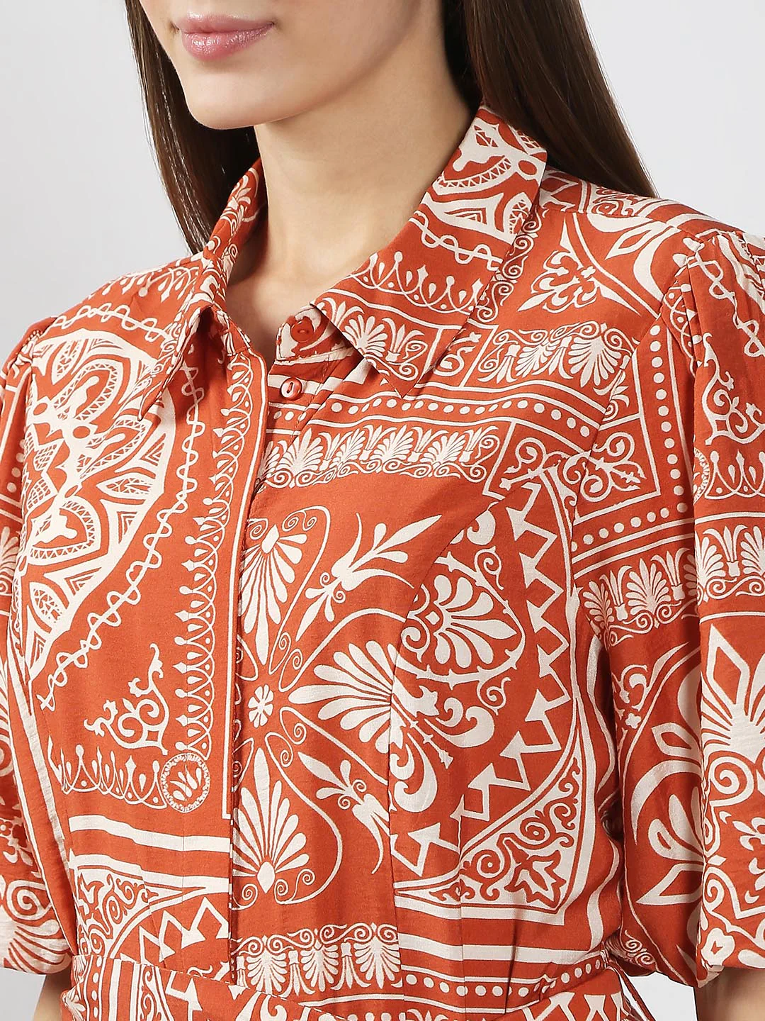 Vero Moda Rust Printed Shirt Dress - Image 6
