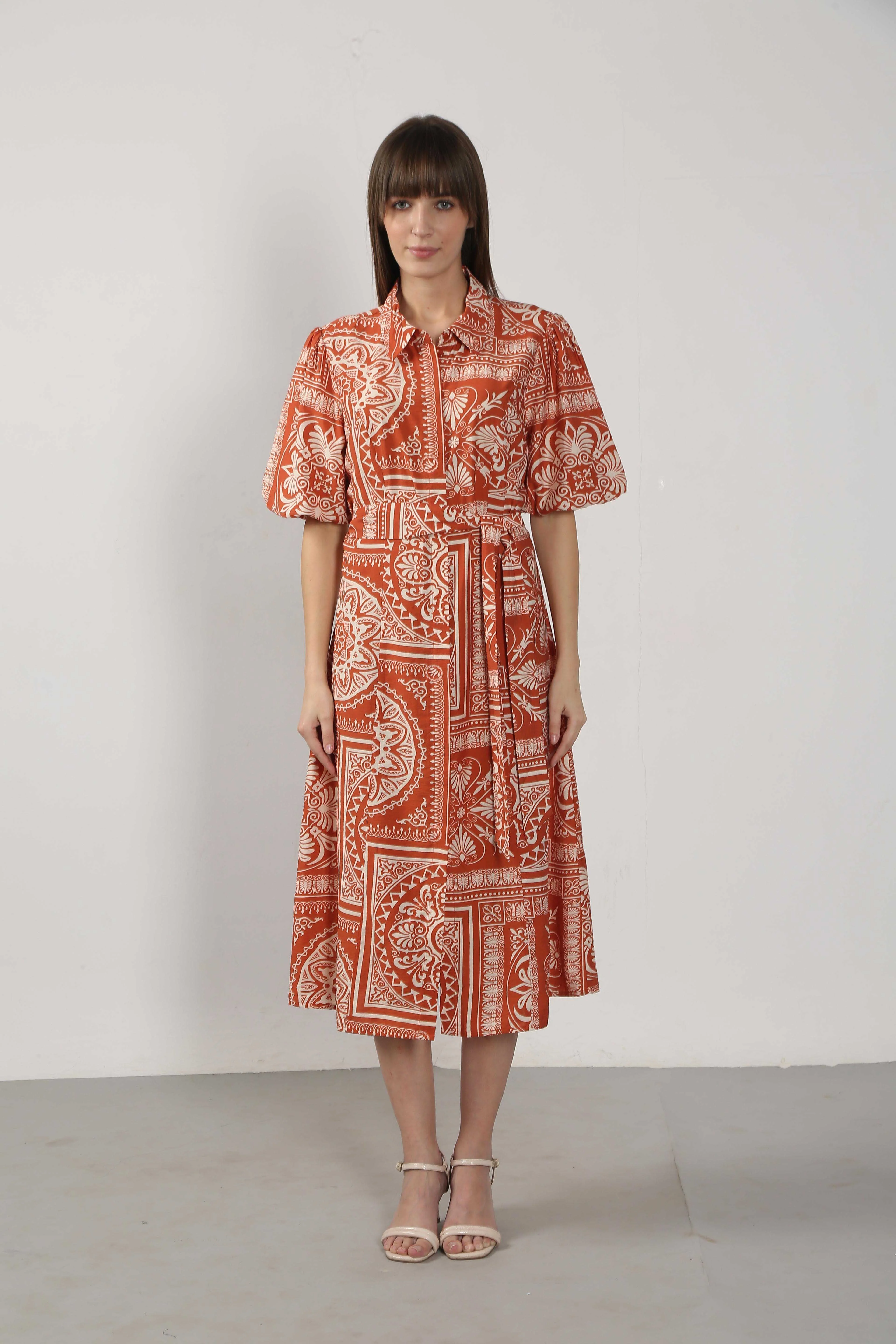 Vero Moda Rust Printed Shirt Dress - Image 8