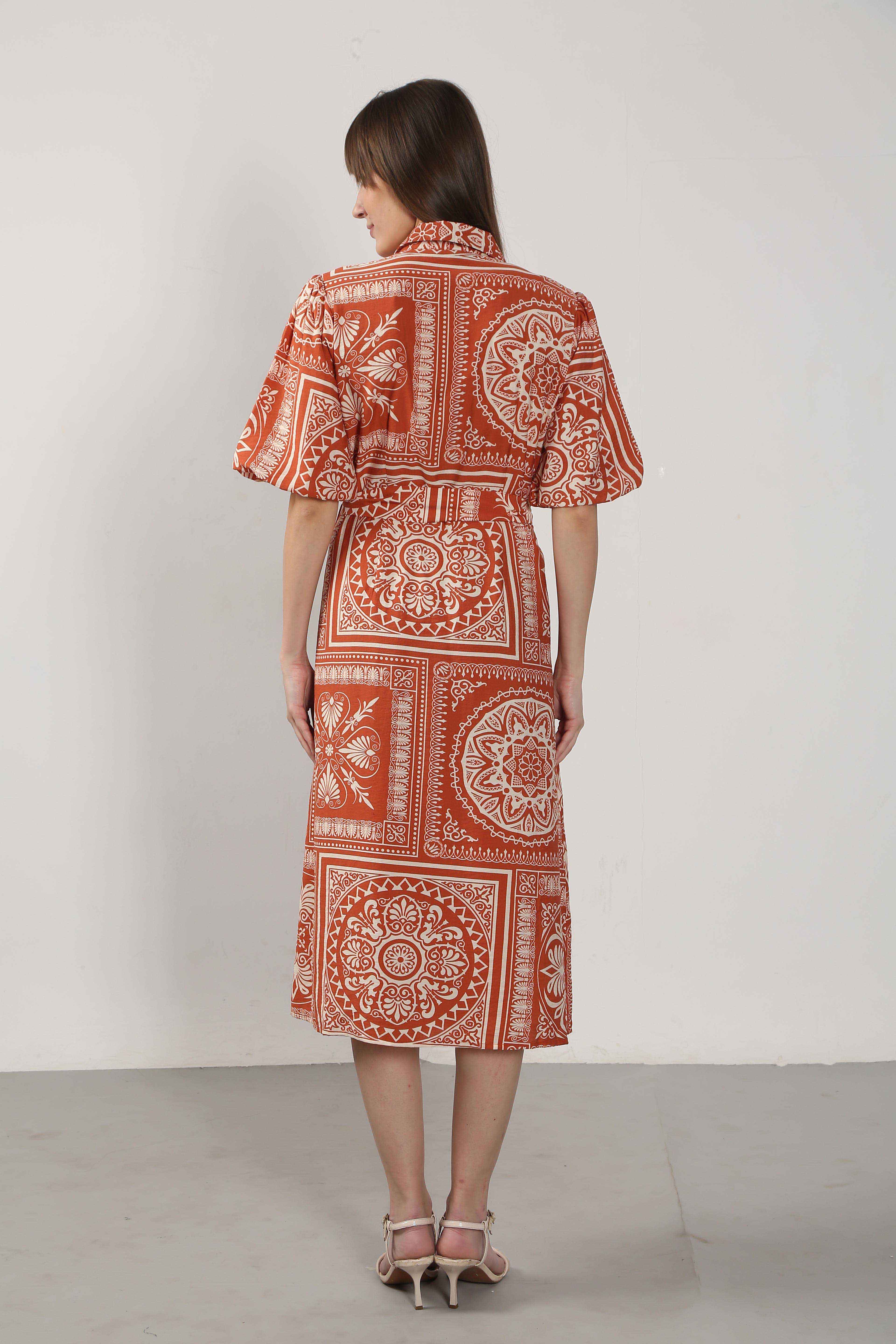 Vero Moda Rust Printed Shirt Dress - Image 9