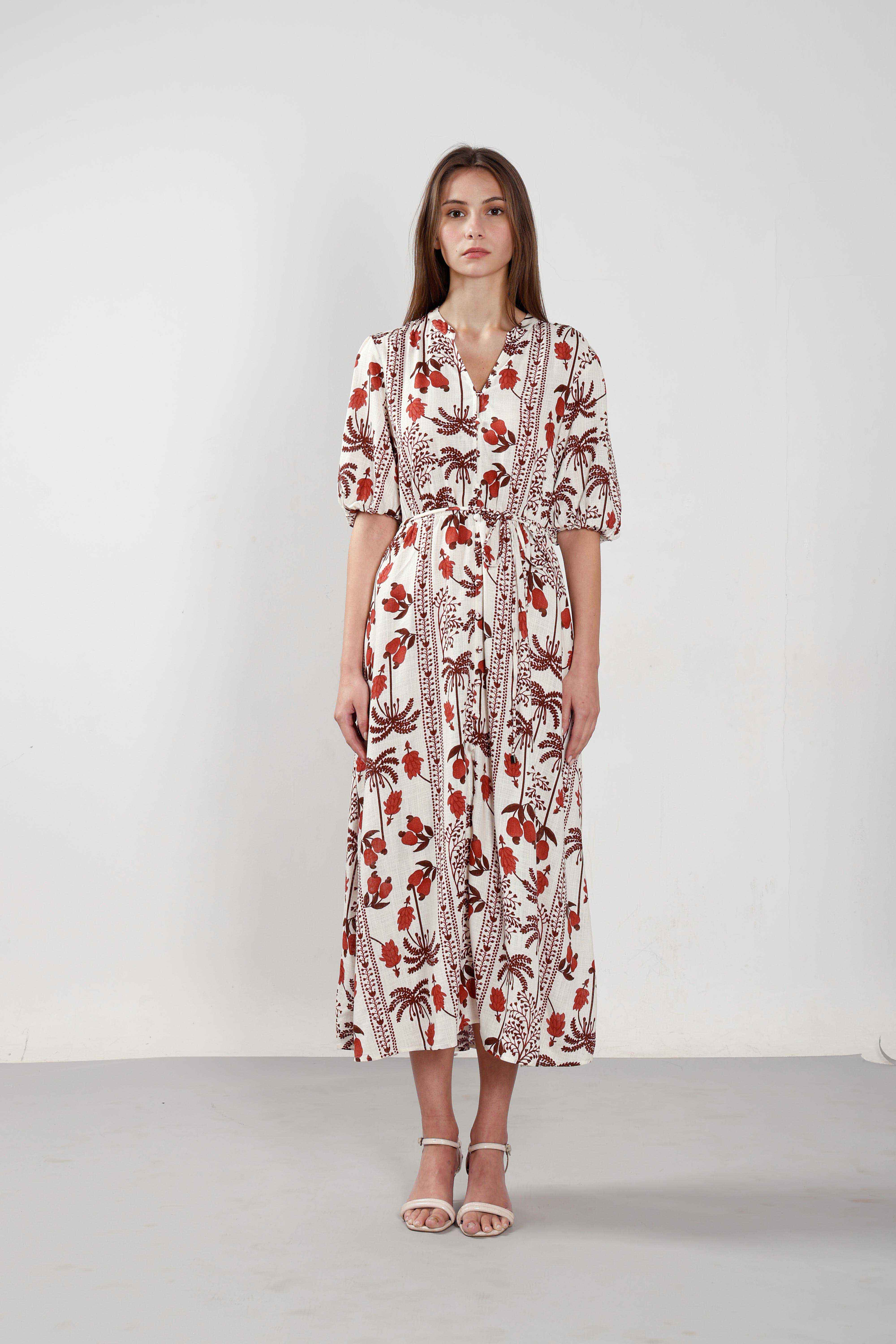Vero Moda Ecru Printed Midi Dress - Image 8