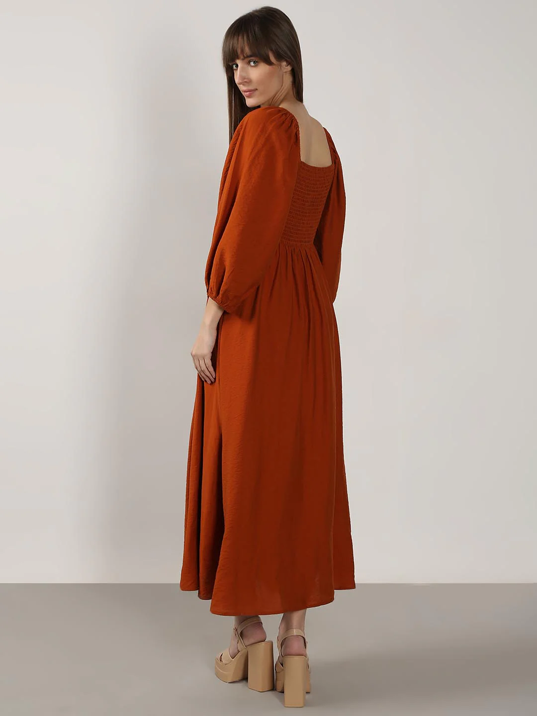 Vero Moda Rust Square Neck Midaxi Dress - Image 4