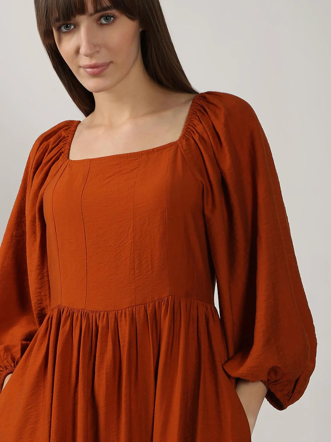 Vero Moda Rust Square Neck Midaxi Dress - Image 5
