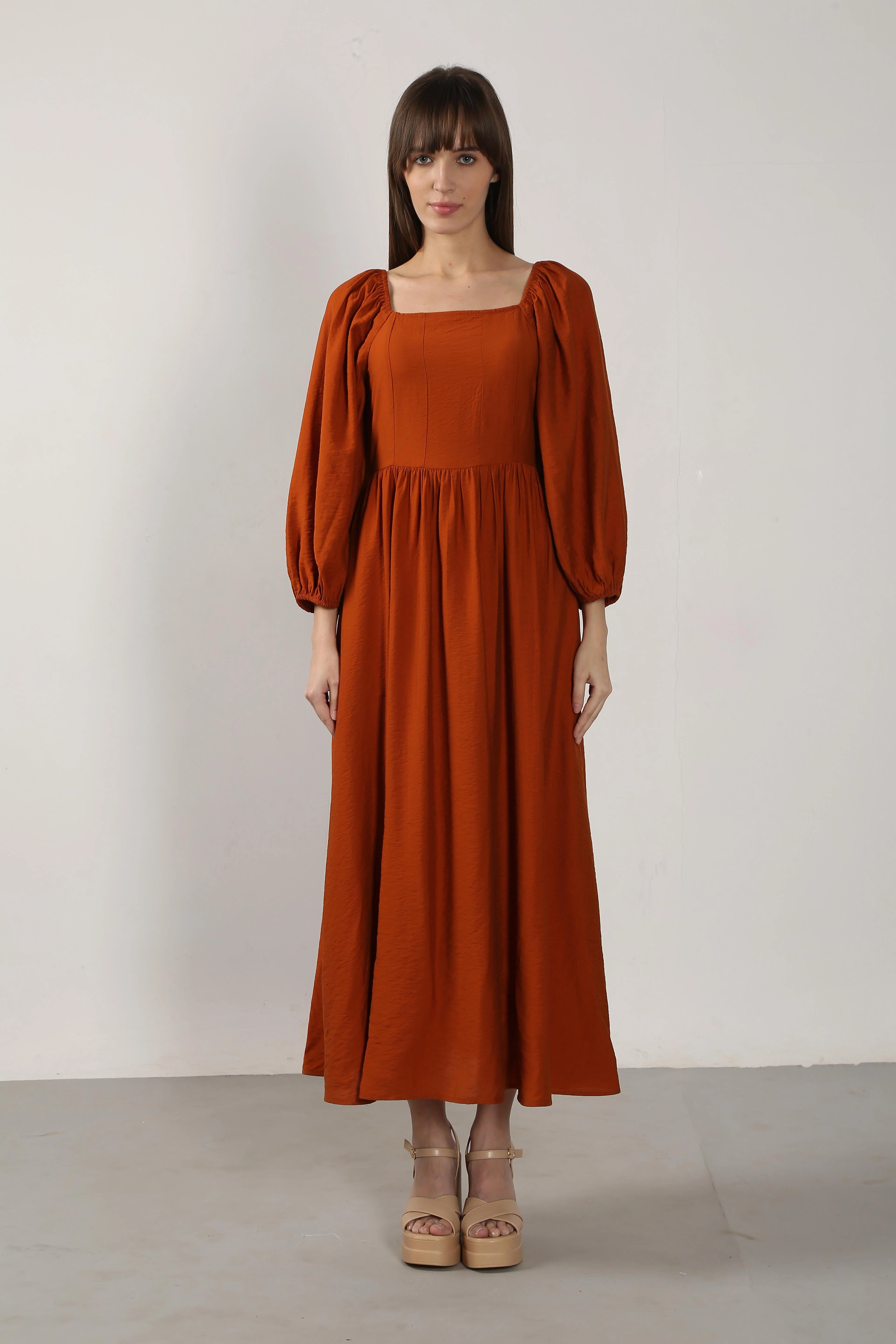Vero Moda Rust Square Neck Midaxi Dress - Image 8