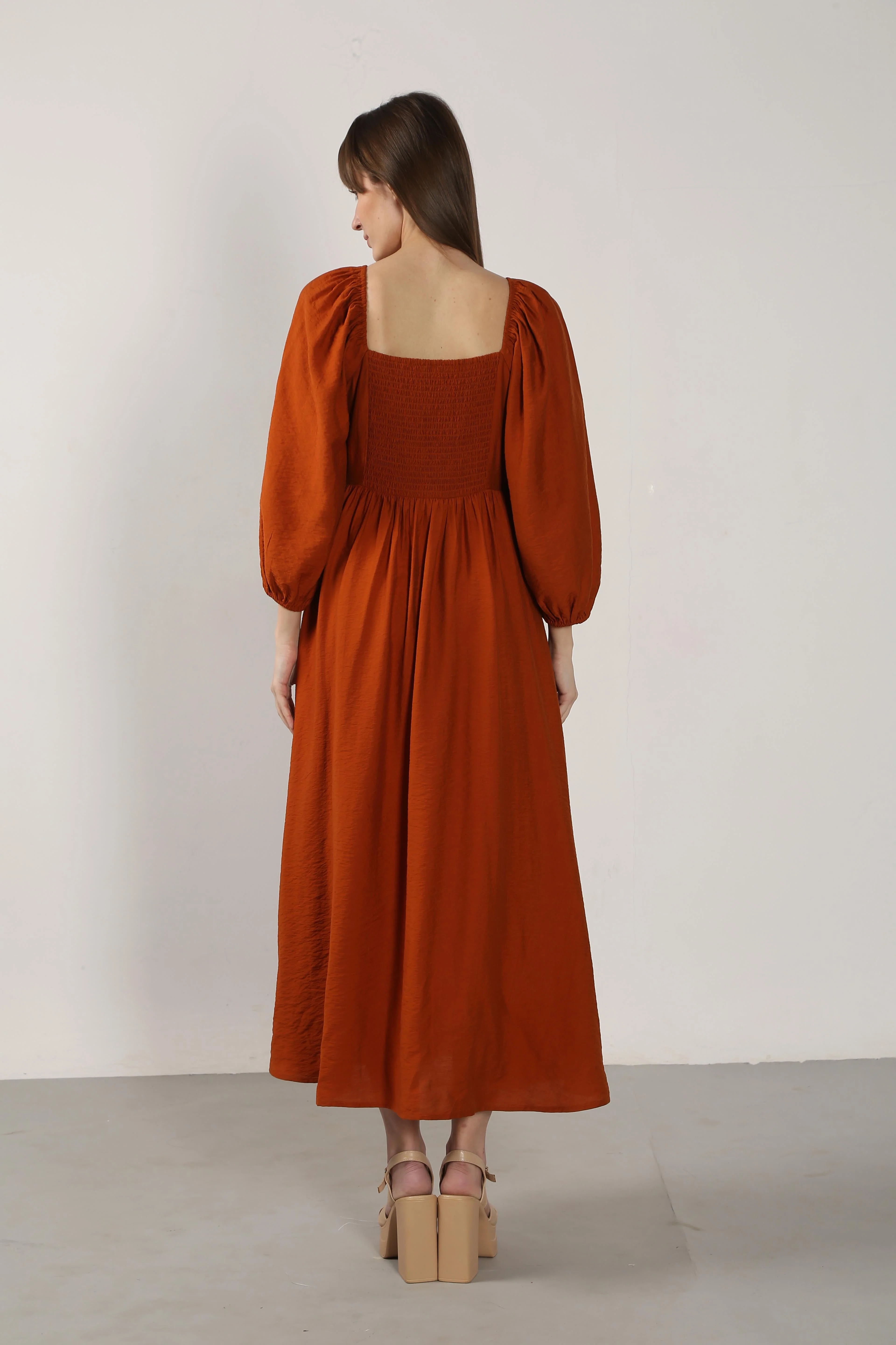 Vero Moda Rust Square Neck Midaxi Dress - Image 9