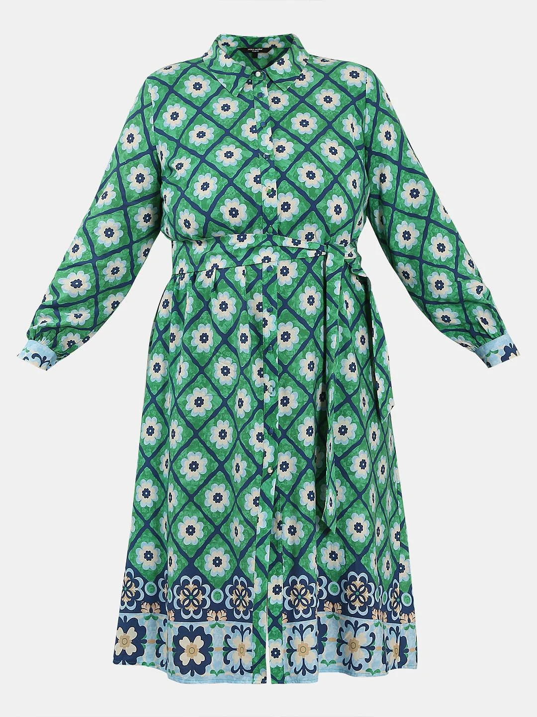 Curve Green Printed Shirt Dress - Image 7