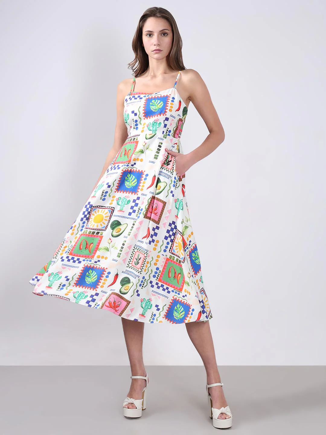 Vero Moda White Printed Midi Dress - Image 2