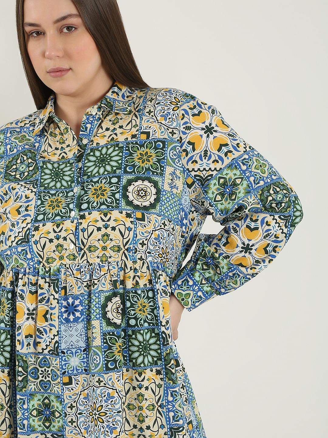Curve Multi-Colour Printed Shirt Dress - Image 5
