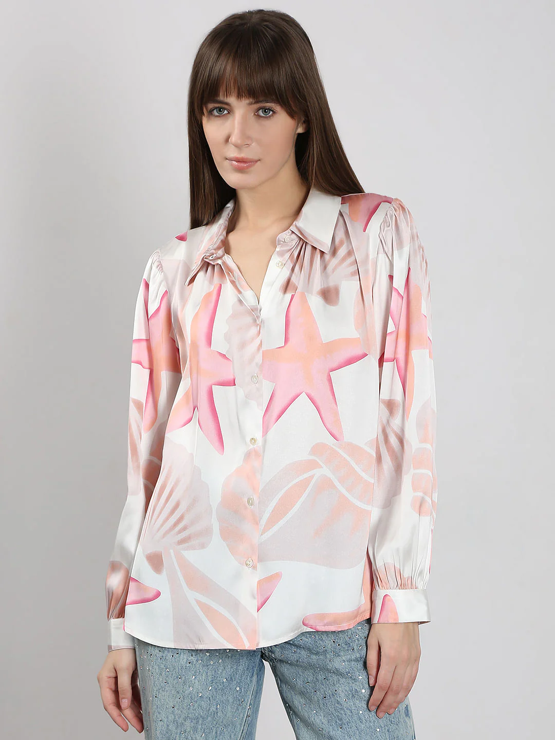 White Printed Full Sleeves Shirt - Image 2