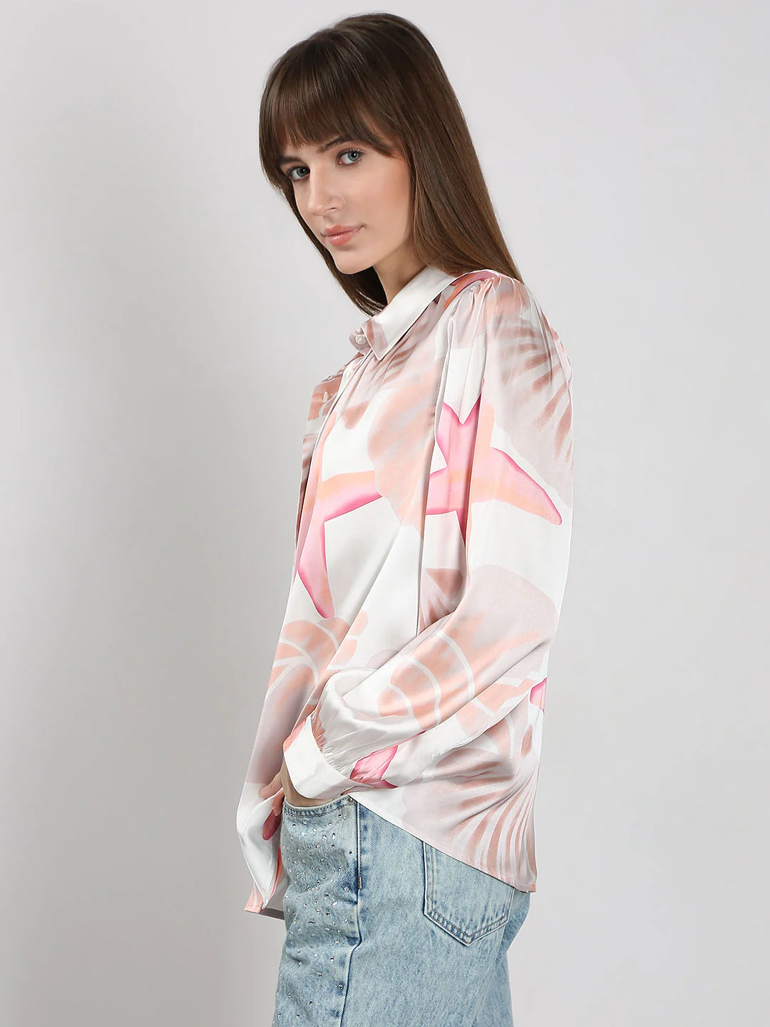 White Printed Full Sleeves Shirt - Image 3