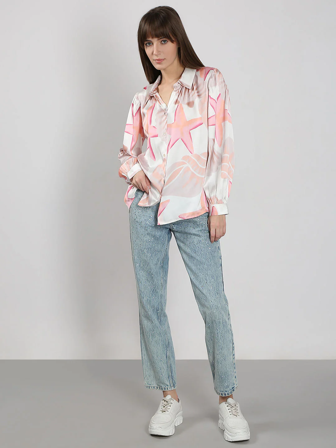 White Printed Full Sleeves Shirt - Image 5