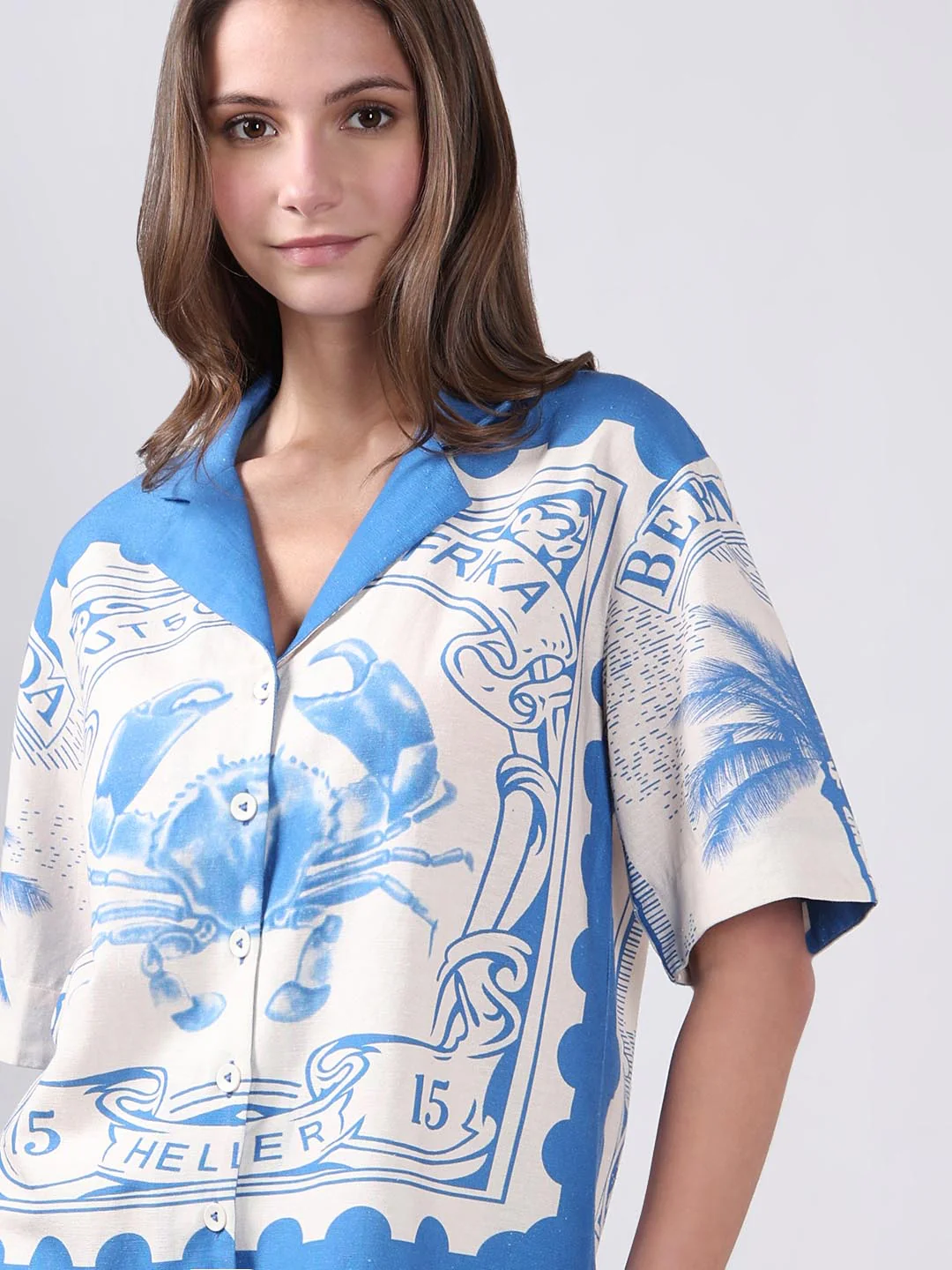 Vero Moda White Printed Cotton-Linen Shirt - Image 6