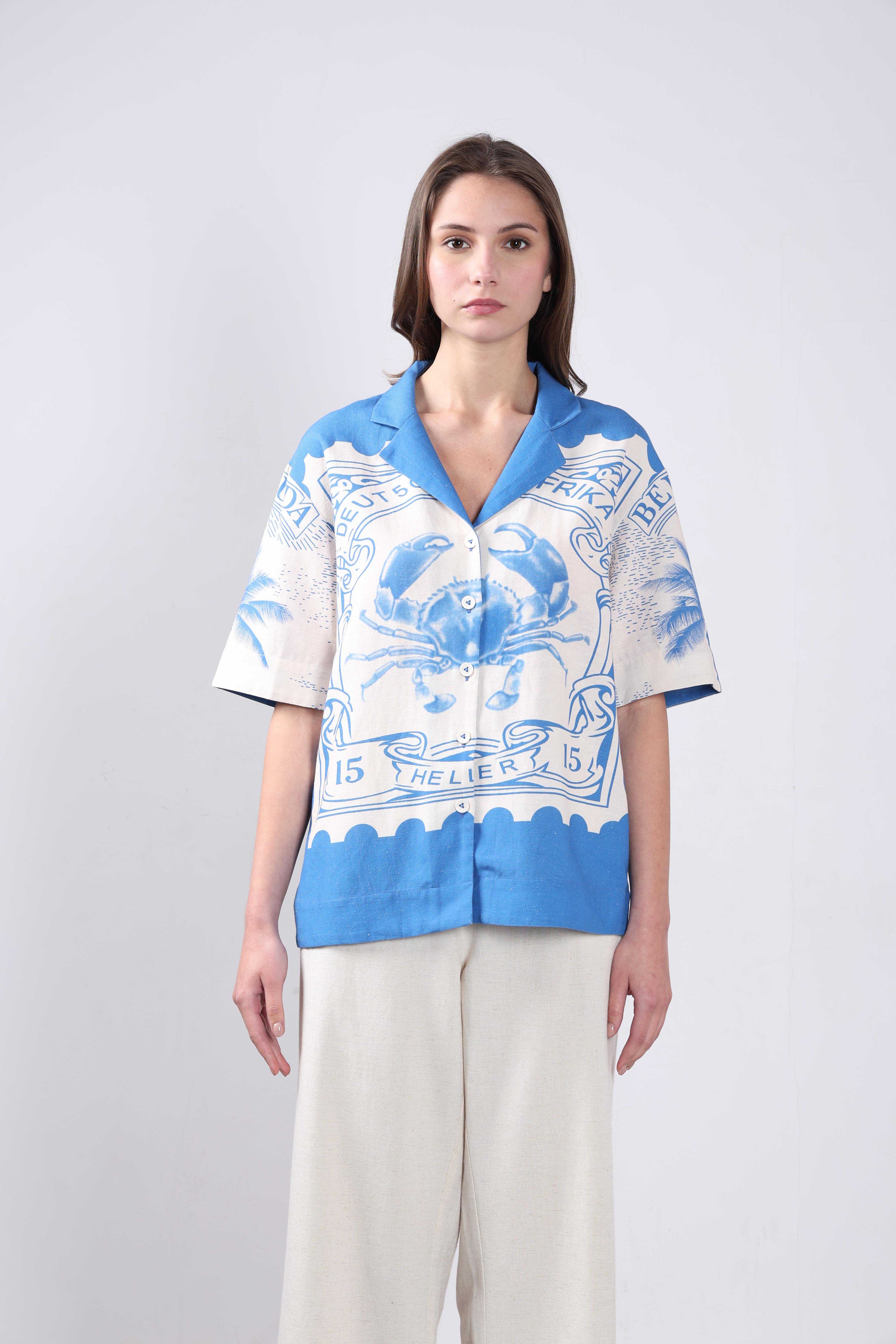 Vero Moda White Printed Cotton-Linen Shirt - Image 9