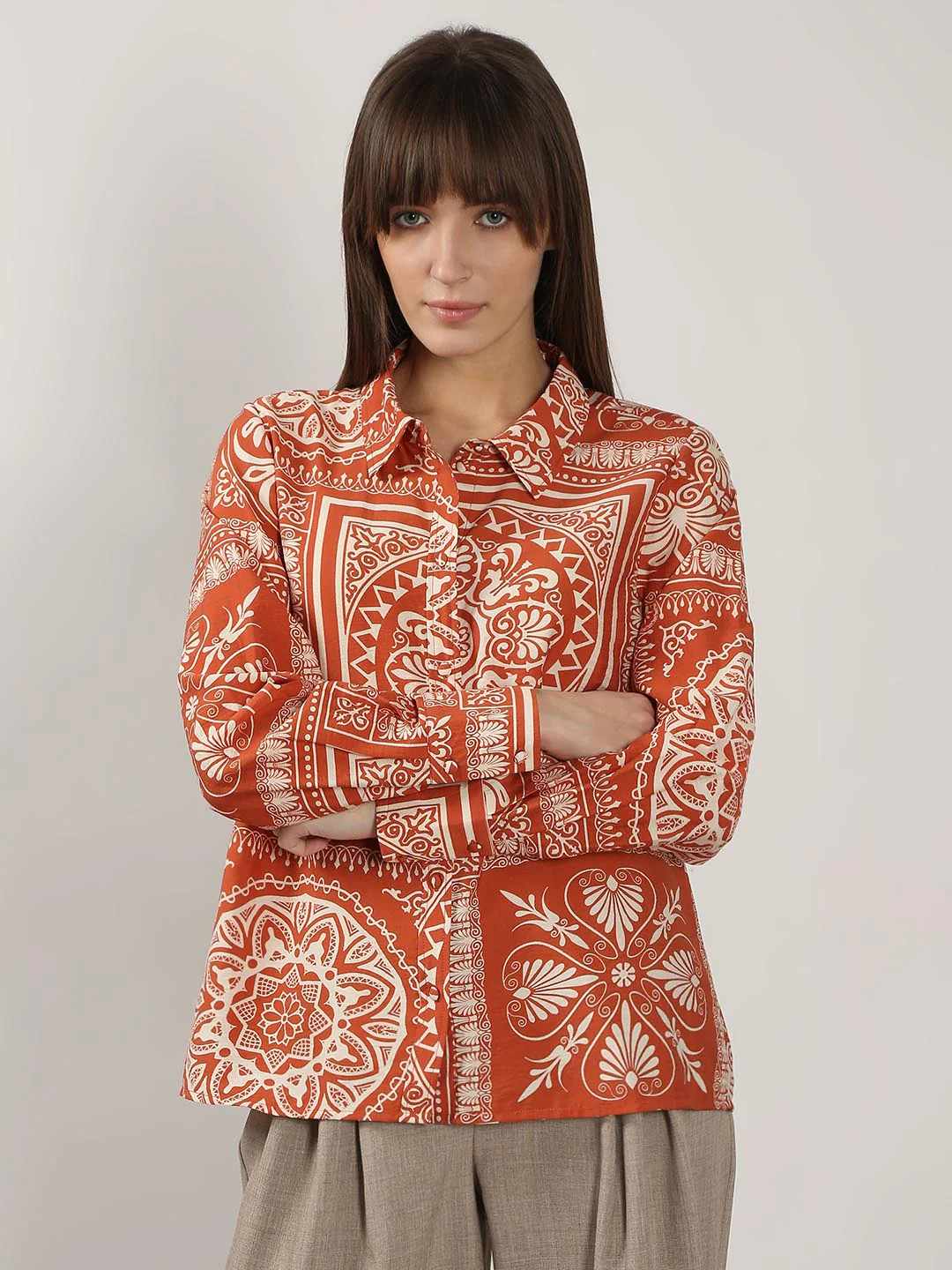 Vero Moda Rust Printed Shirt Dress - Image 2