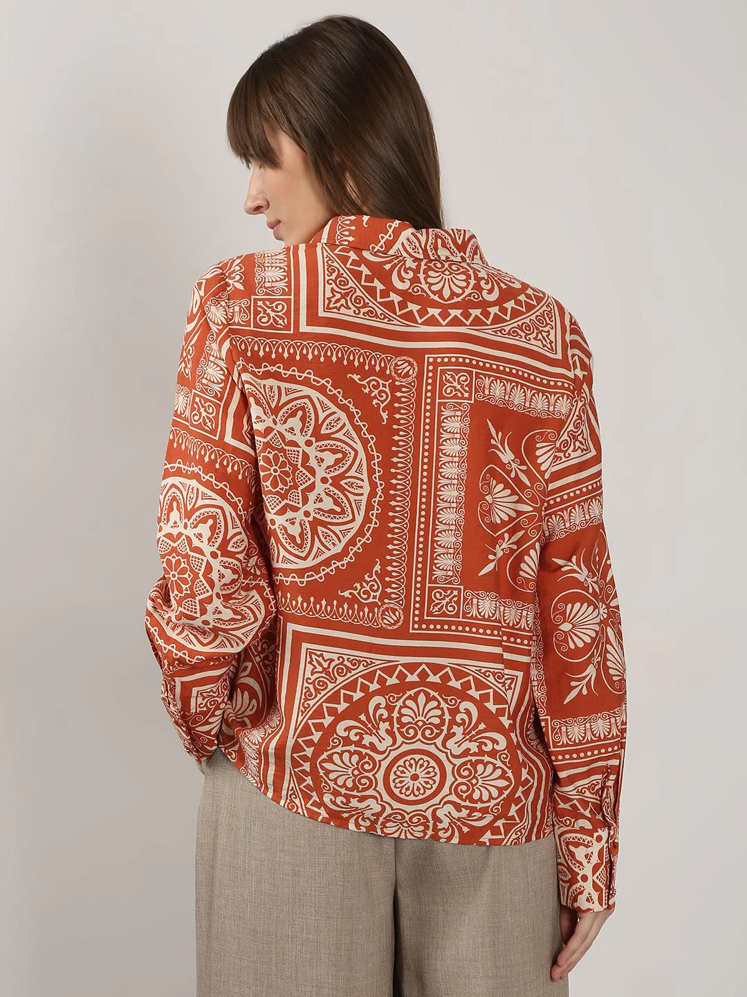 Vero Moda Rust Printed Shirt Dress - Image 3