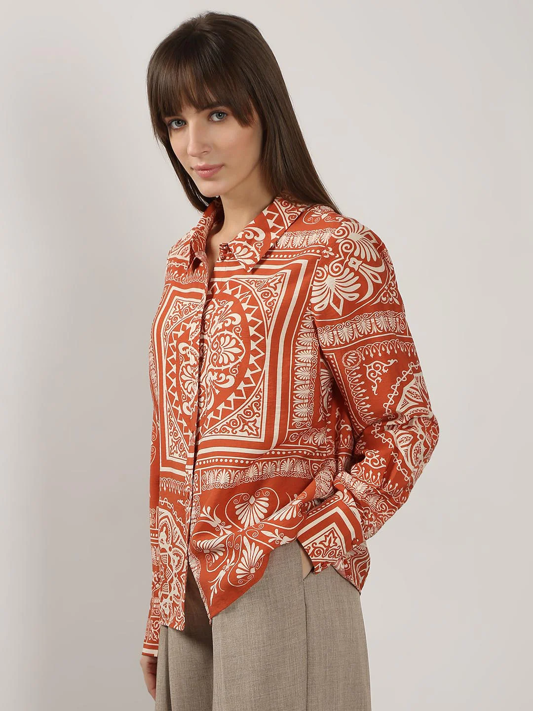 Vero Moda Rust Printed Shirt Dress - Image 4