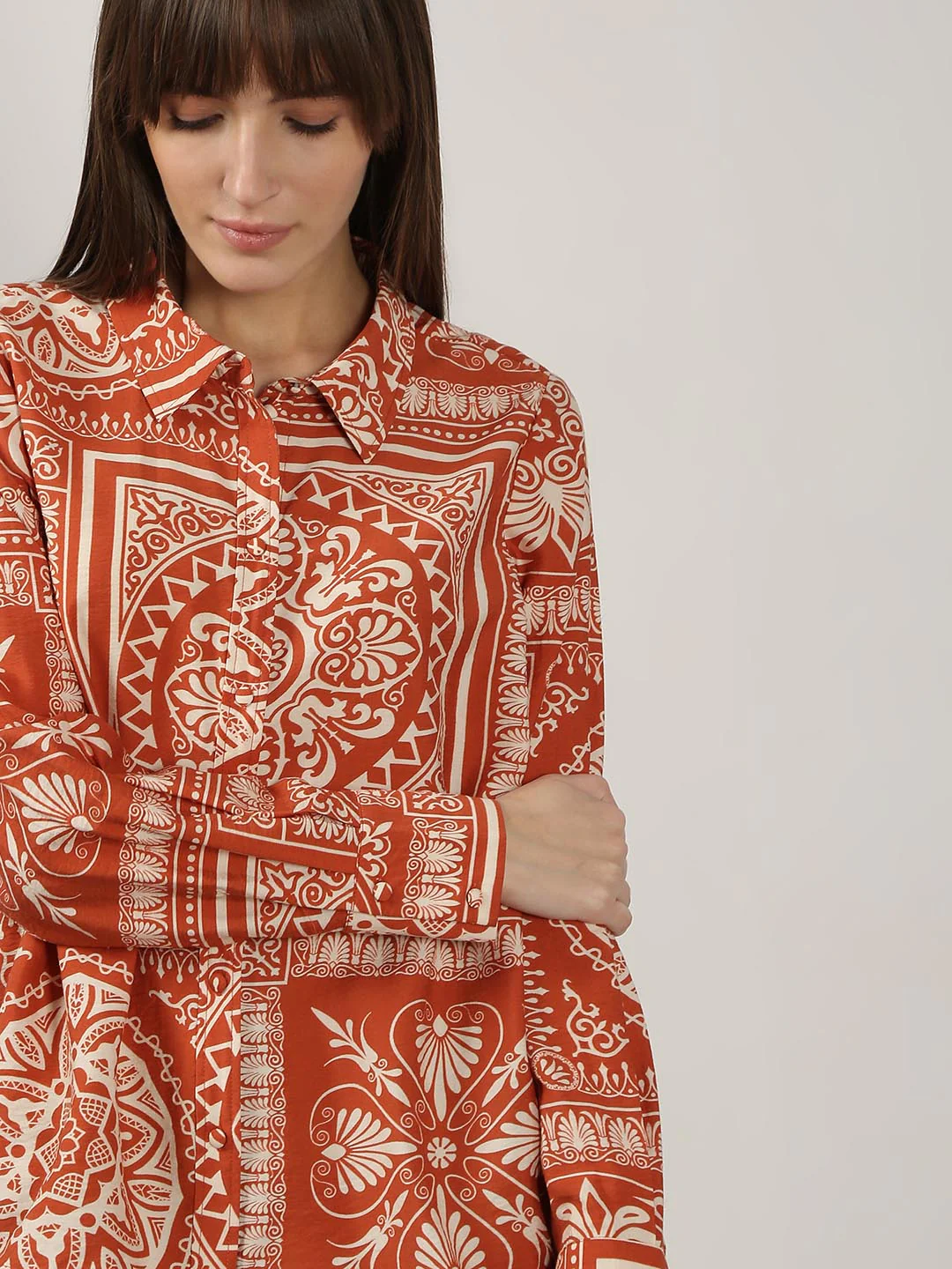 Vero Moda Rust Printed Shirt Dress - Image 6