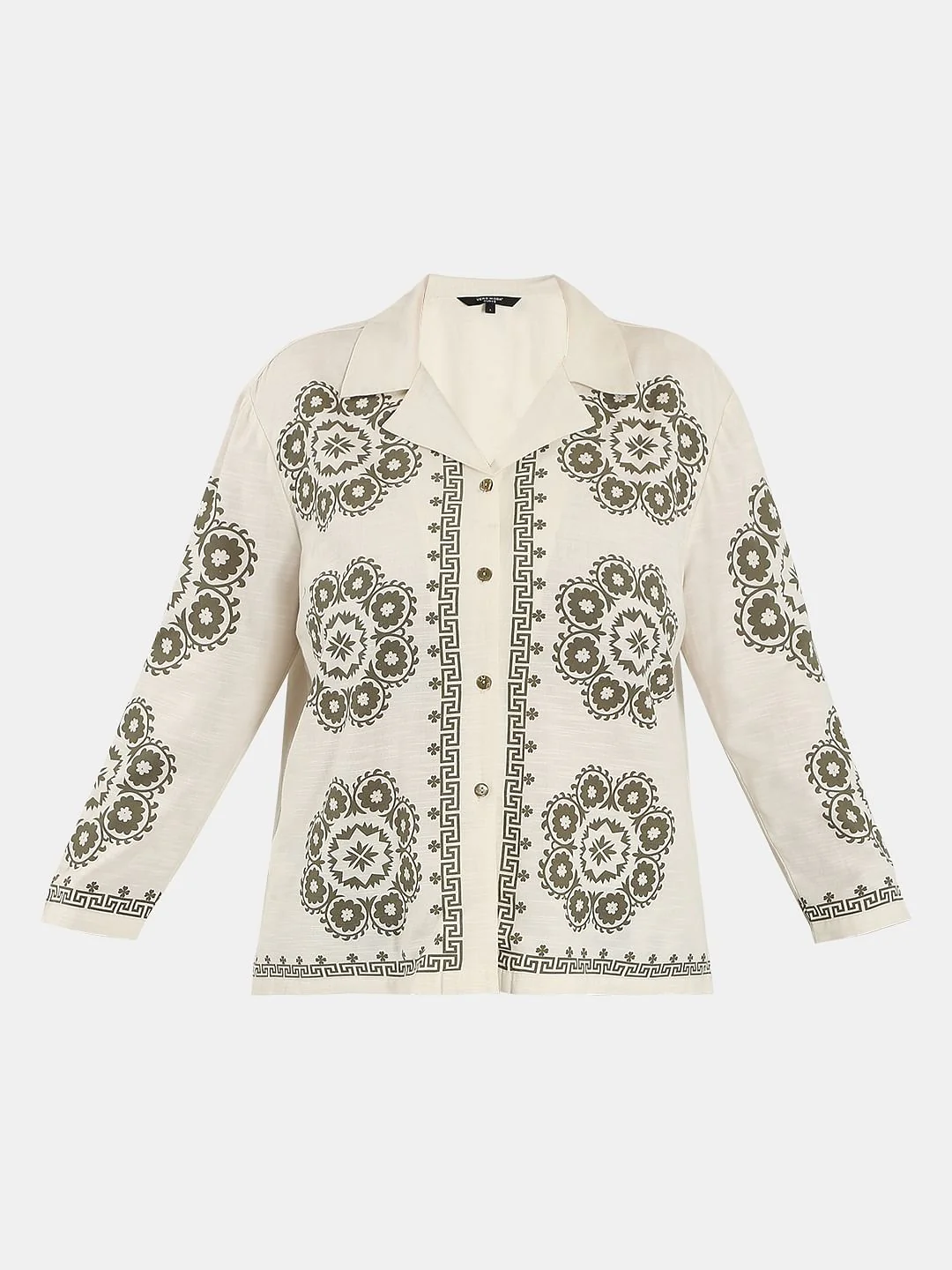 Curve Ecru Printed Co-Ord Set Shirt - Image 7