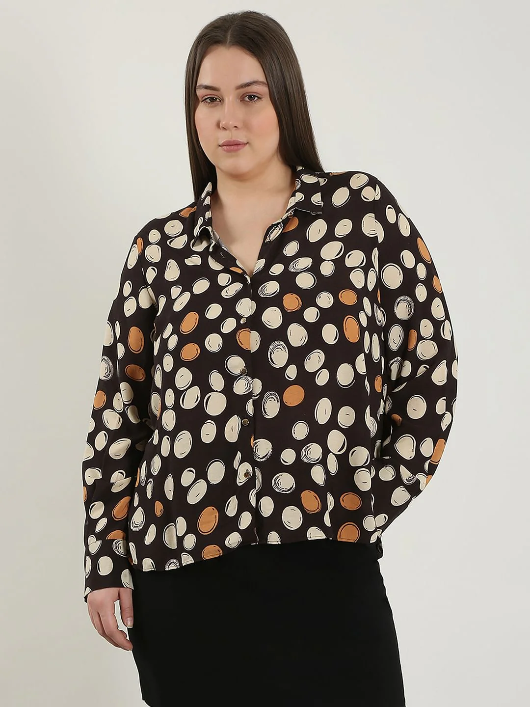 Curve Black Printed Shirt - Image 2