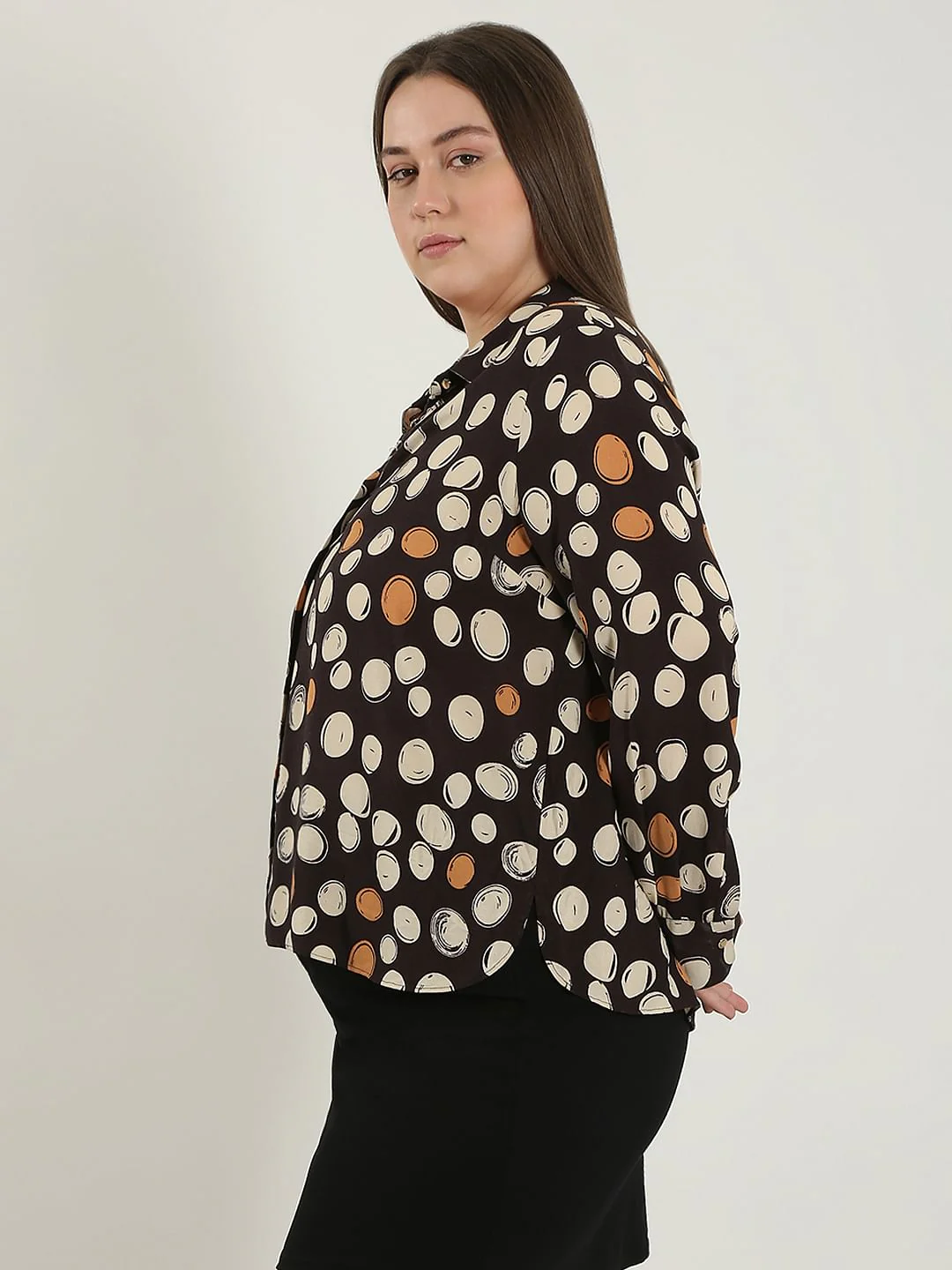 Curve Black Printed Shirt - Image 3