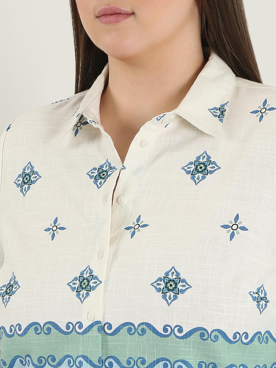 Vero Moda Curve White Printed Cotton Shirt - Image 8