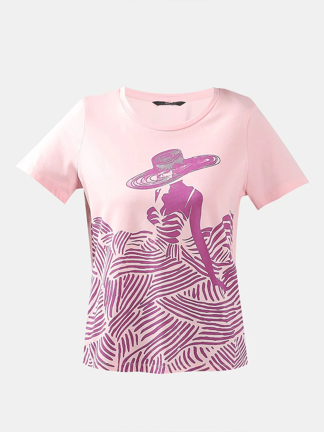 Pink Graphic Print Cotton T-Shirt - Image 7