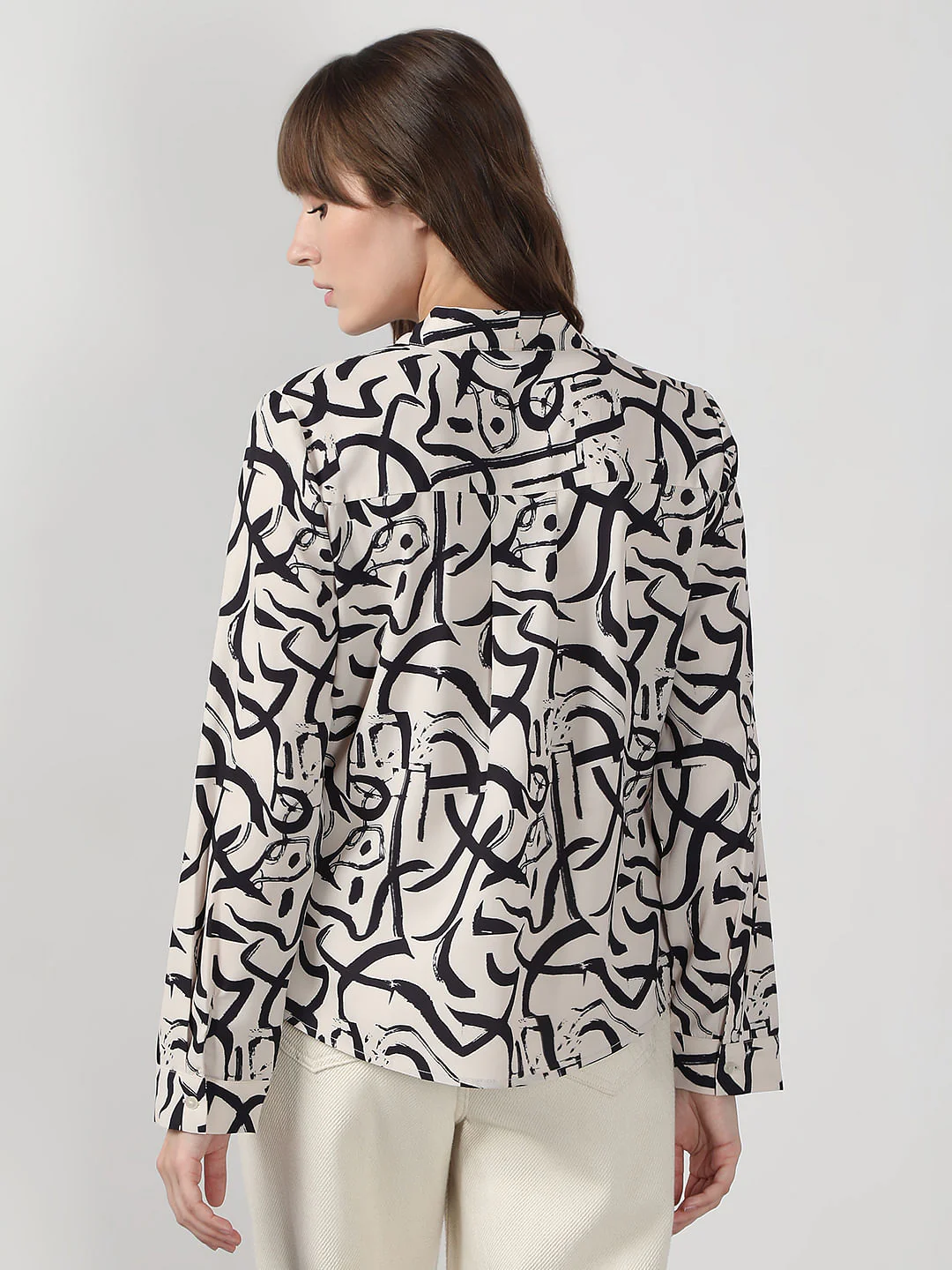 Black & White Abstract Print Top - Image 4