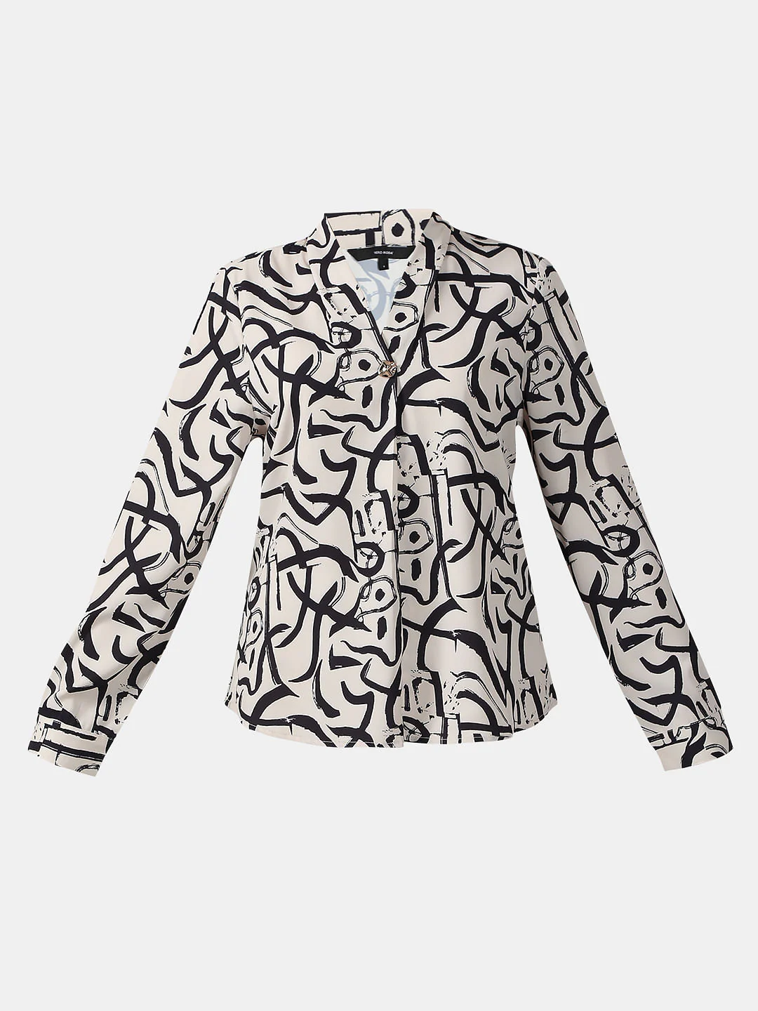 Black & White Abstract Print Top - Image 7