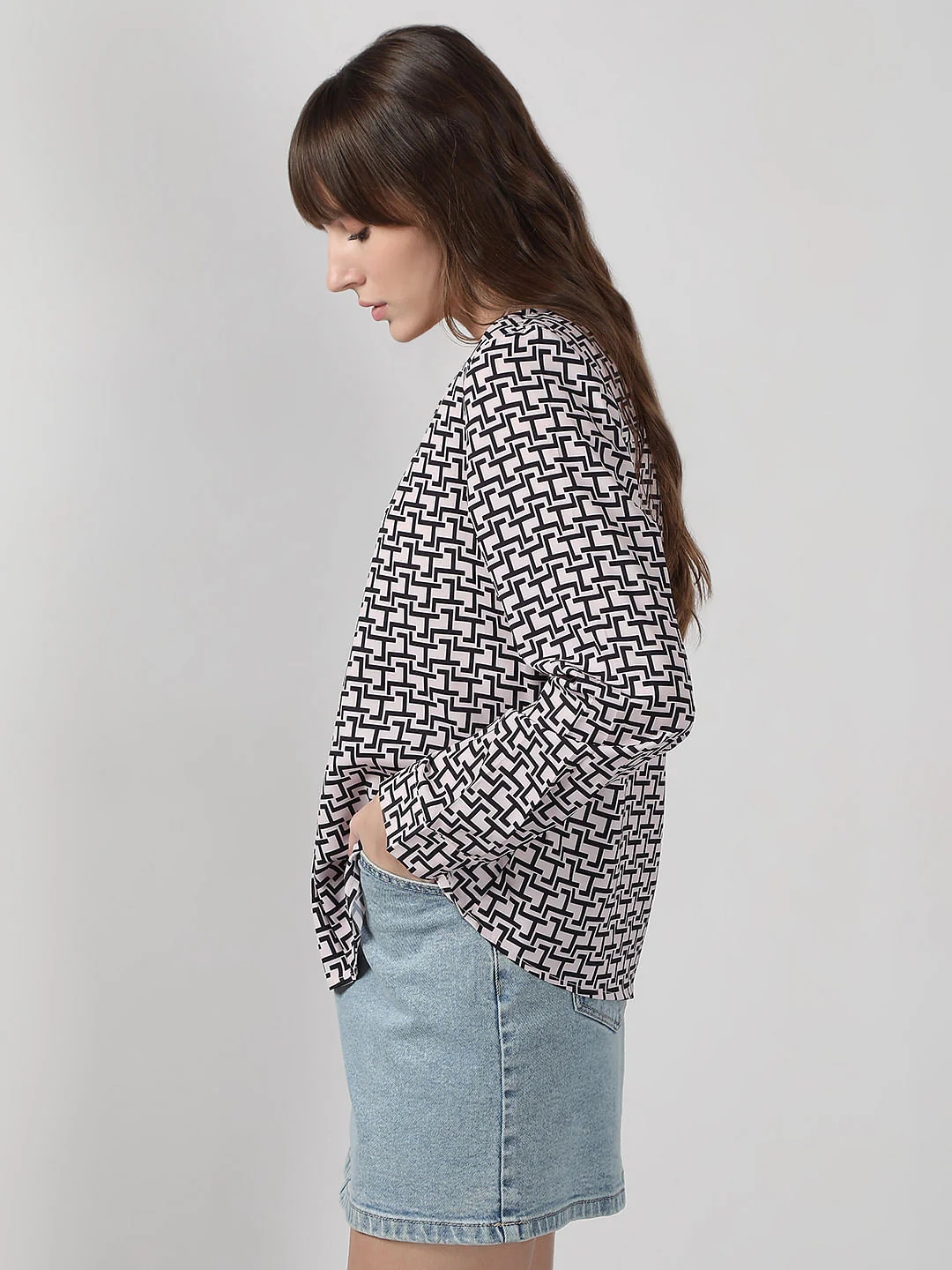 White Abstract Print Top - Image 3