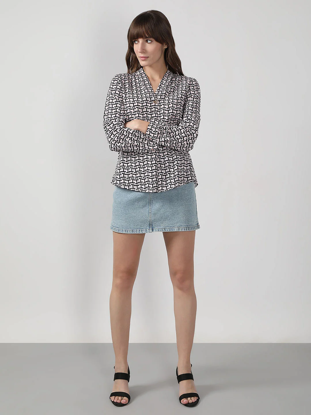White Abstract Print Top - Image 5