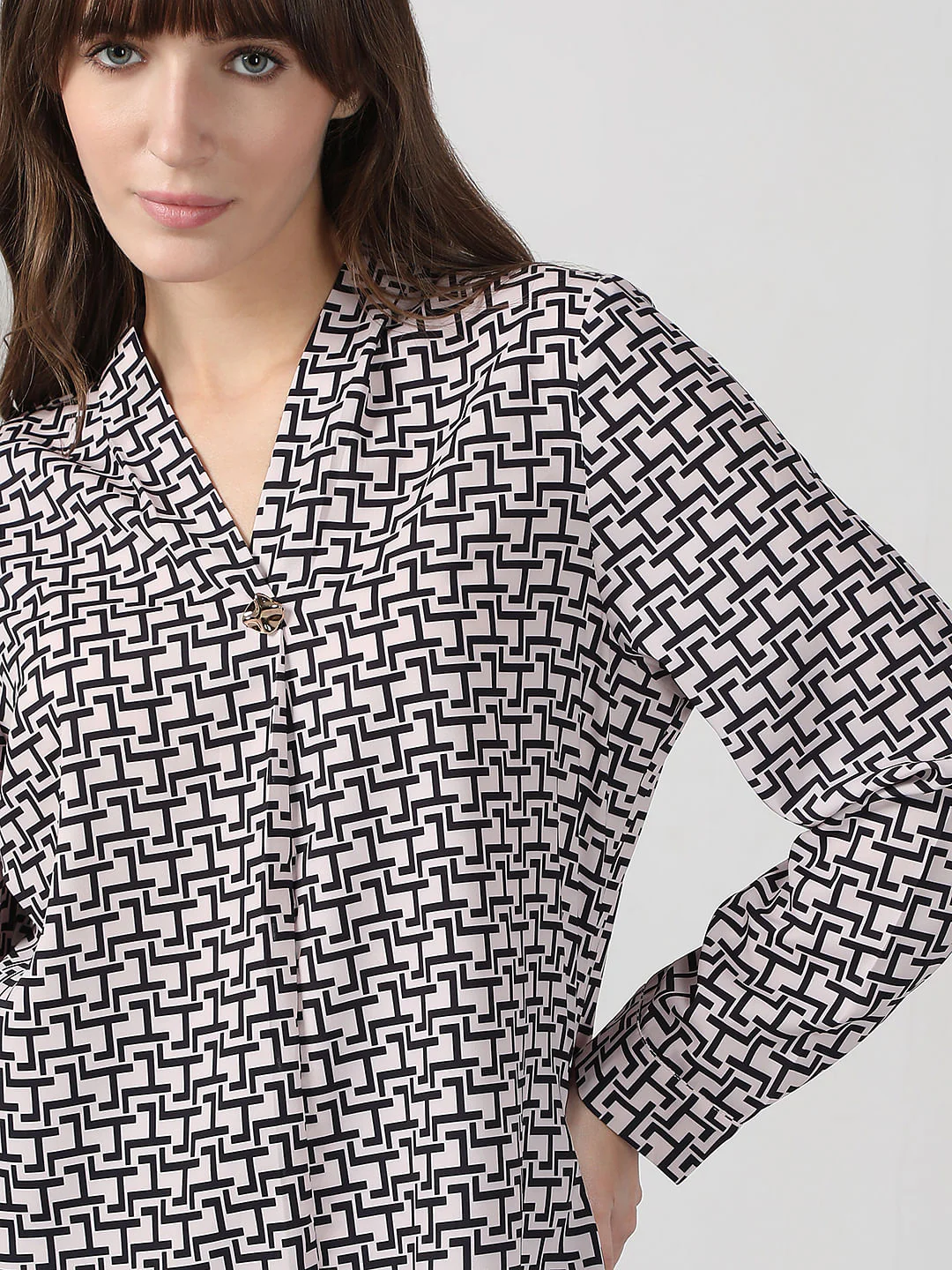 White Abstract Print Top - Image 6