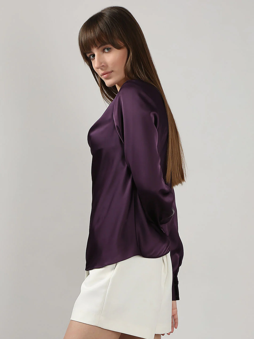 Dark Purple Cowl Neck Top - Image 3