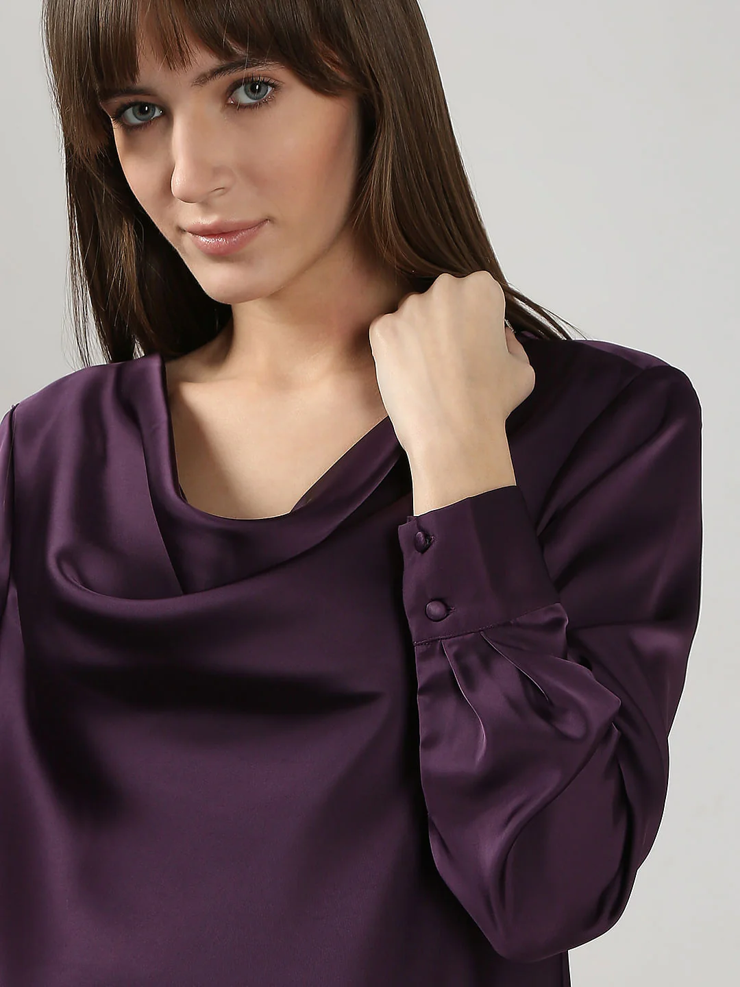 Dark Purple Cowl Neck Top - Image 6