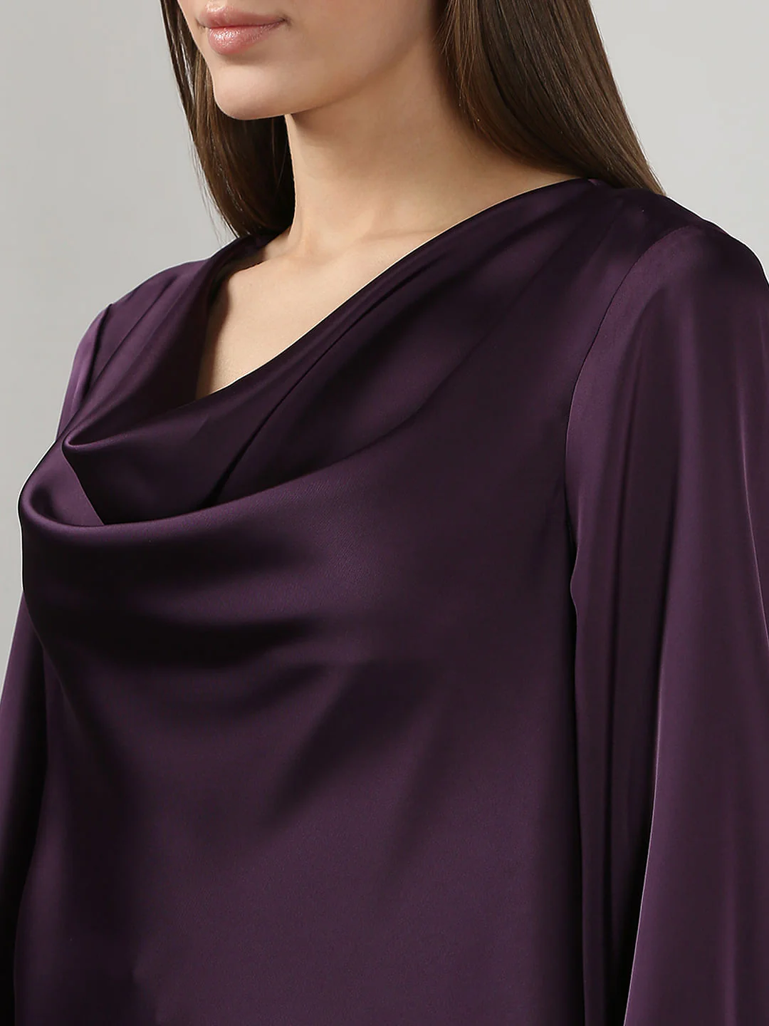 Dark Purple Cowl Neck Top - Image 8
